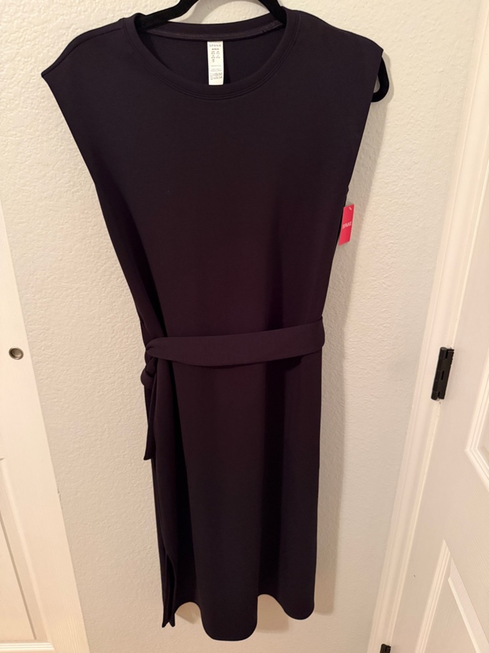 SPANX Sleeveless Midi Dress with Self Tie Belt - Black